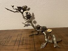 Vintage Solid Brass Candelabra with Brass Birds and Porcelain Flowers *Stunning* picture