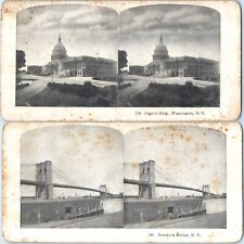 c1900s Brooklyn Bridge, NY / Capitol Washington DC Double 2 Sided Stereoview V42 picture