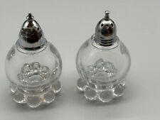 Vintage Imperial Glass Candlewick Salt & Pepper Shakers Clear Glass Bubble Feet picture