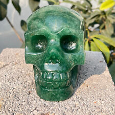 2.57LB Natural green strawberry crystal skull Quartz Carved Crystal Skull Decor picture