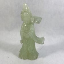 Guanyin Carved Chinese Figurine Jade Stone Pale Green 4