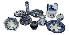 Lot Of 10 Small Blue And White Items.  picture