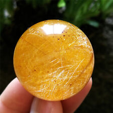 52.5g 33.3mm TOP Sphere Natural Golden Hair Rutilated Ghost Quartz Crystal Ball picture