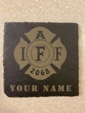Custom IAFF International Association of Firefighter Slate Coaster Set of 4 picture