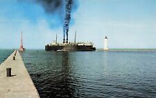 SS Wabash Frankfort MI Michigan North Pier Light Lighthouse Vtg Postcard D60 picture