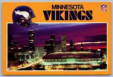 Minneapolis MN 1987 Vikings Hubert Humphrey Metrodome Stadium Night Postcard P2 picture