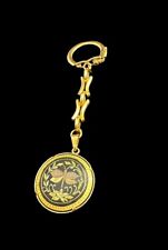 Vintage Damascene Gold Butterfly Round Keychain Key Ring picture