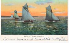 Sailing Scene Port Jefferson Long Island NY Harbor Postcard 1906 picture