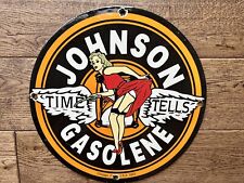 vintage Johnson Gasoline Porcelain Sign 12”  picture