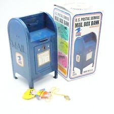 U.S. Mail box coin bank tin navy blue Brumberger made is USA 9