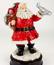 50's Figural Santa Music Box Airplane Toy Bag Here Comes Santa Clause Wood Base picture
