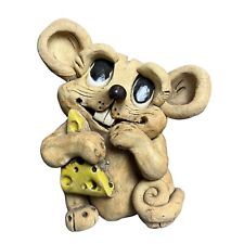 Vintage Hindt Art Pottery Ceramic Mouse And Cheese Statue Collector Retro Decor picture