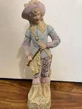 Vintage Victorian Mustached Gentleman Porcelain Soldier Herald Statue 13” picture