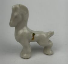 Vintage 1950’s White Ceramic Trojan Mini Horse Figurine Unmarked 2 1/2 X 3 Inchs picture