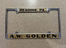RARE A.W. Golden Pontiac License Plate Frame Reading Pennsylvania License picture