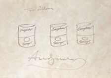 UNIQUE ANDY WARHOL ILLUSTRATION, SIGNED - RARE THREE SOUP CANS AT ONCE picture