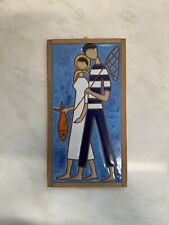 Vintage Helen Michaelides for E. Mixandidou Hanging Art Tile MCM Coupl 4.5 x 8.5 picture