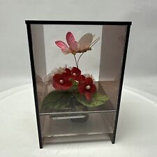 Vintage 1WACO Acrylic Lucite Music Cube Box Butterflies and Flowers. 5 1/2