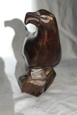 VTG MCM Hand Carved Ironwood Wood Eagle Hawk Falcon Sculpture 5” picture