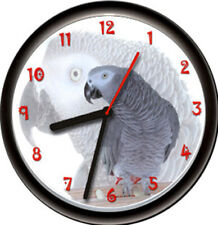 African Grey Gray Pet Parrot Bird Aviary Gift Sign Wall Clock picture