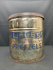Vintage Wege's Hand Made Pretzels 7 LB Large Advertising Tin With Lid Hanover PA picture
