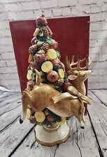 NEW RARE Fitz & Floyd Classics Winter Spice Deer/Topiary Figurine Candle Holder picture