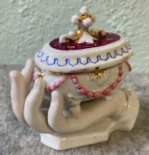 Antique Victorian German Fairing Hand Holding Trinket Box Conta Boehme Porcelain picture