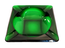 VTG Emerald Green Glass Ashtray Mid Century 5 7/8