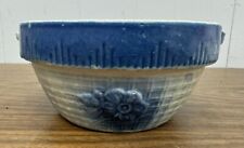 VTG Salt Glaze Stoneware Pottery Large Mixing Bowl Daisy Lattice Design RARE picture
