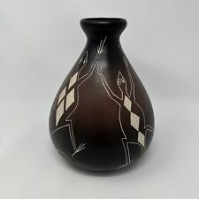 Vintage Rod Velarde Jicarilla Apache Pottery Jar - Lizard Design  8 1/4” X 6” picture