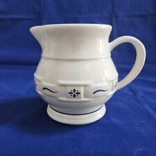 Longaberger Pottery Woven Traditions Blue Juice Pitcher 6” Vase Embossed Base picture