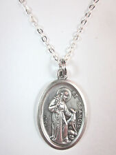 Ladies St Francis of Assisi with Wolf Medal Pendant Necklace 20