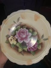 Vintage Cottagecore Rose Bowl Floral Porcelein Gold mid century Japan 6