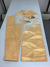 Japanese Vintage Kimono Nagoya Obi pure silk gold tradition embroidery 150x11in picture