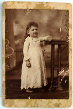Vintage Photo 1910's, Young Girl, White Dress, Posed, No Shoes, Cardstock 4x6 picture