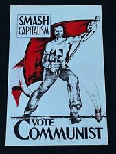 Original Super Old Vintage Smash Capitalism Vote Communist Poster Communism picture