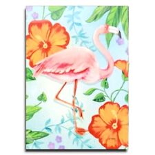 Tropical Garden Flag Pink Flamingo Hibiscus Island Summer Rain or Shine 18 In picture