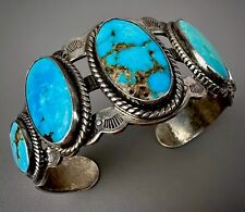 Vintage 1940’s Fred Harvey Era Sterling Silver Royston Turquoise Cuff Bracelet picture