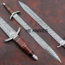 SUPERB CUSTOM HANDMADE 30 inches  Damascus Steel SWORD with leather sheath picture