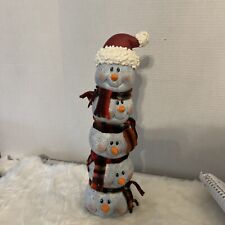 Vintage Ceramic Snowman Stack 15 In Tall  picture