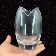 Tarnow Vase Crystal Art Glass Poland Open Fish Mouth Top Label Vtg Mid Century picture