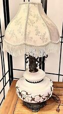 vintage Accurate Casting 33 inch Victorian white fringed table lamp ￼Beautiful picture