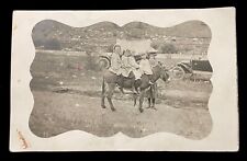 CHILDREN PILED ON DONKEY  ROADSIDE ATTRACTION  RPPC  1910s   CUTE picture