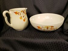 VINTAGE HALL JEWEL TEA  AUTUMN LEAF SMALL PITCHER AND SERVING BOWL picture