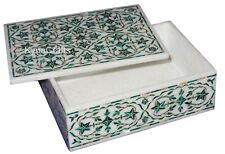 8 x 6 Inches Marquetry Art Decorative Box Marble Jewelry Box with Luxuries Look picture