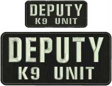 DEPUTY K9 UNIT EMBROIDERY PATCH 4X9 AND 2X5 HOOK ON BACK BLK/SILVER picture
