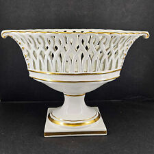 Vintage Porcelain Reticulated Pierced Pedestal Compote Center Fruit Bowl Italy picture