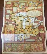 VERY RARE 1937 Historical Map Old Northwest Territory Progress Admin Rentschler  picture
