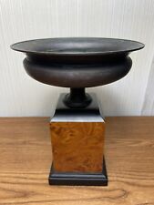 RARE Vintage 1970s Bronzed Metal Urn Burl Column Plinth Neoclassical Style picture