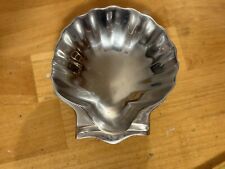 Vintage Small Clam Shell Dish - Silver Tone Metal picture